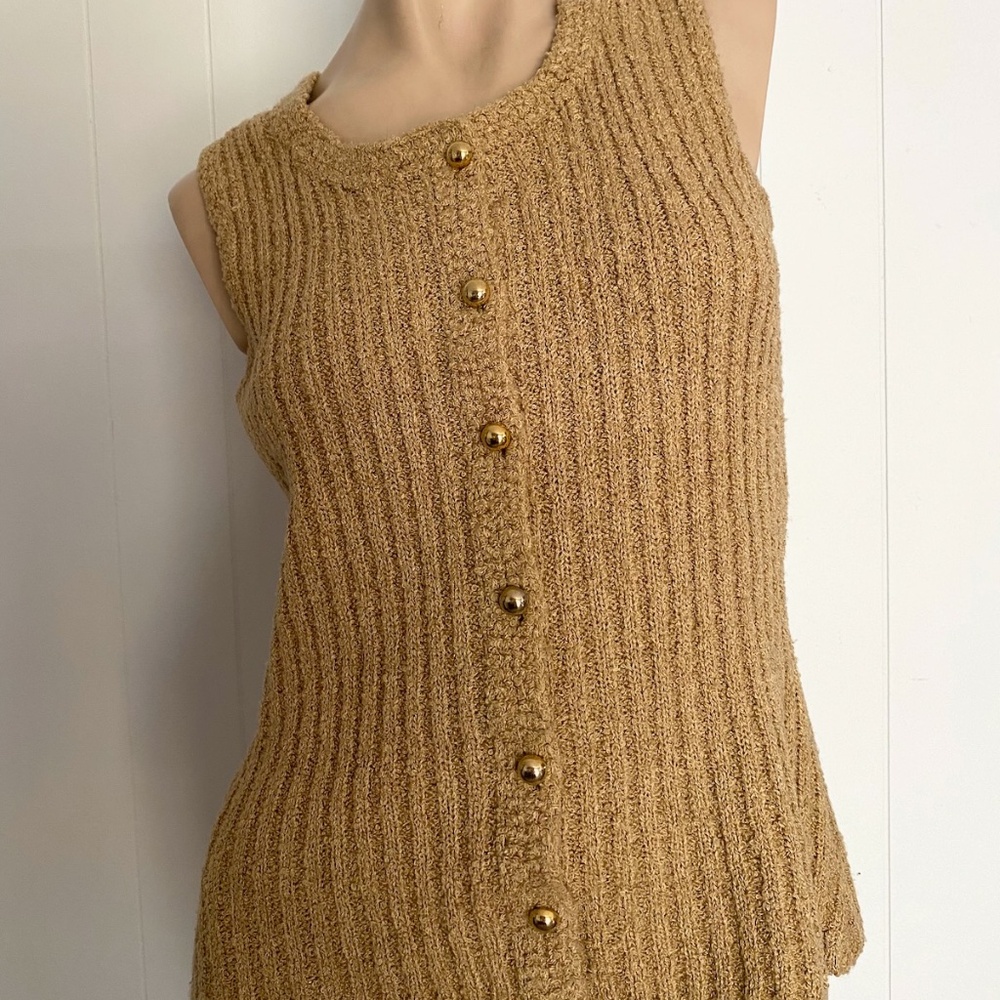 VTG 1970s Camel Sweater Vest Acrylic Wool Blend Sz M